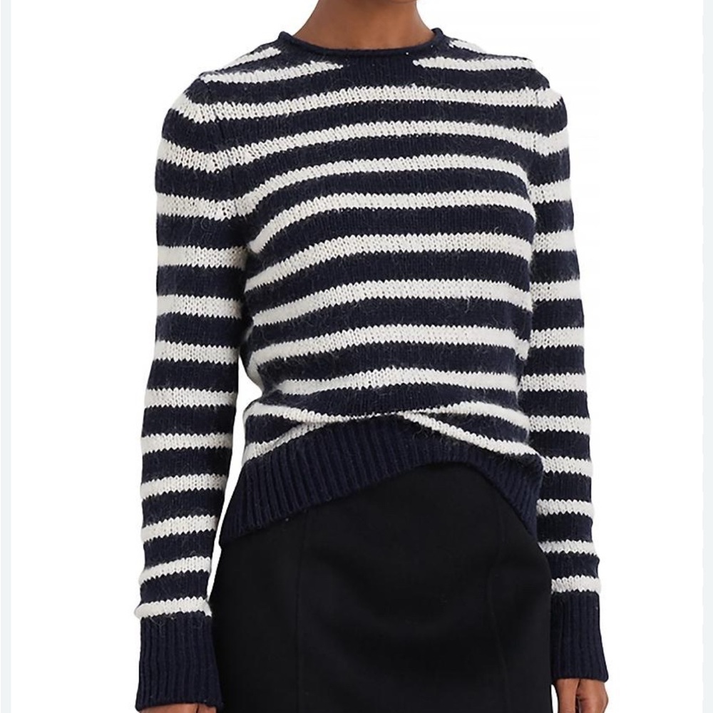 Alex Mill Raya Merino Wool Stripe Sweater white and navy Women’s size small